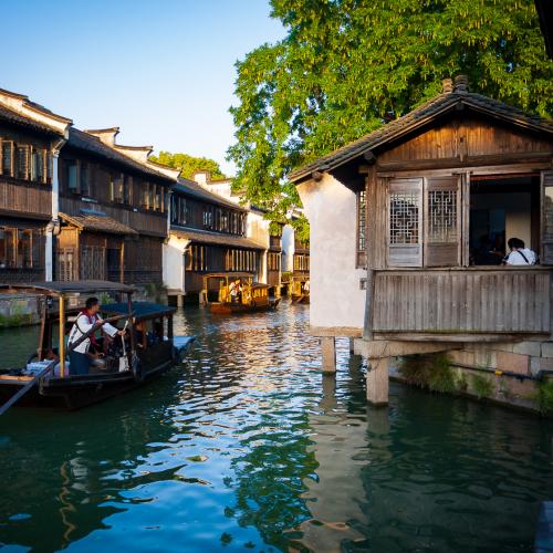Traditional board and traditional restaurant in Wuzhen, China